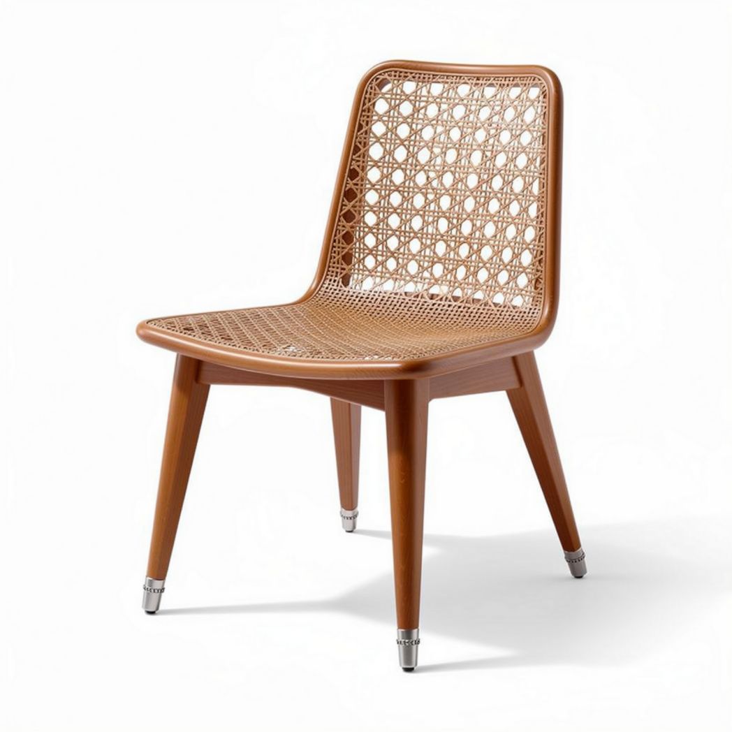 Chaise en bois avec assise en rotin tressé dimensions 45 x 50 x 85cm