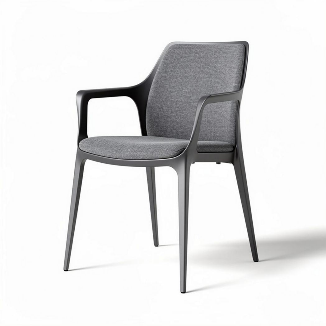 Chaise design en plastique et tissu gris dimensions 55 x 55 x 80cm