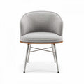 Fauteuil en tissu gris avec structure en bois et métal dimensions 70 x 65 x 75cm