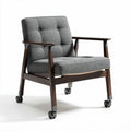 Fauteuil roulant en tissu gris et bois foncé 75 x 75 x 80cm