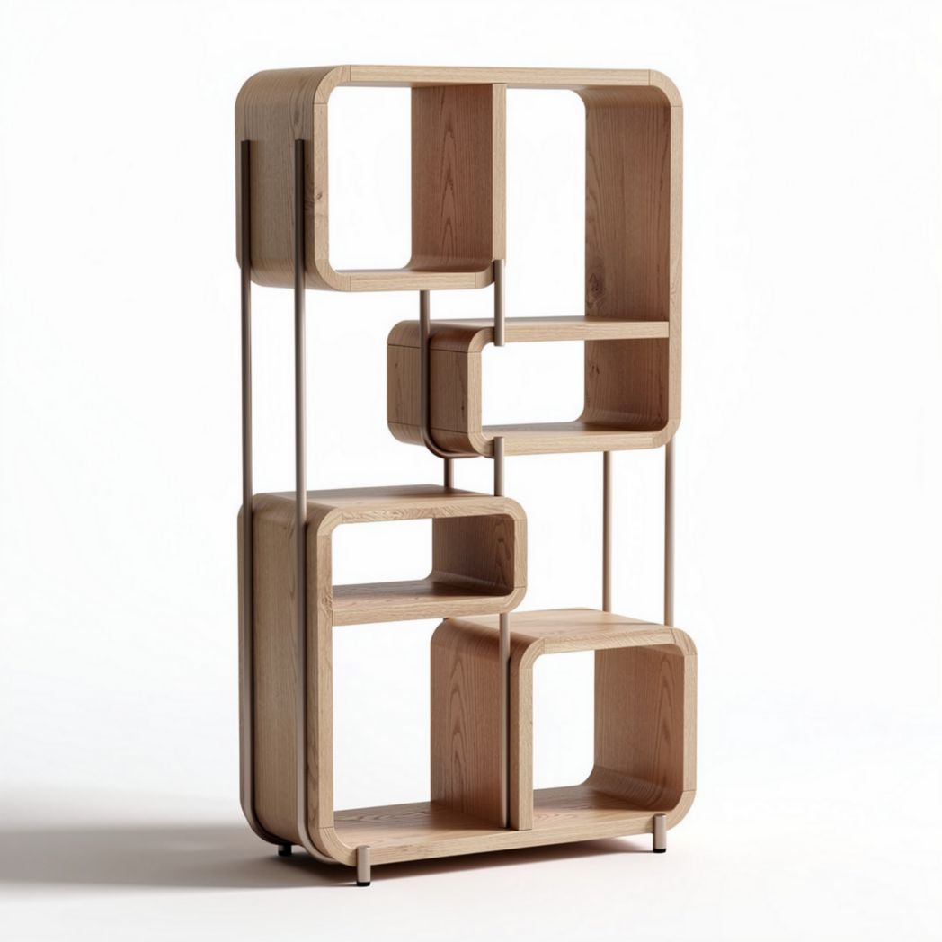 Étagère en bois de chêne naturel pour rangement moderne dimensions 150 x 80 x 30cm