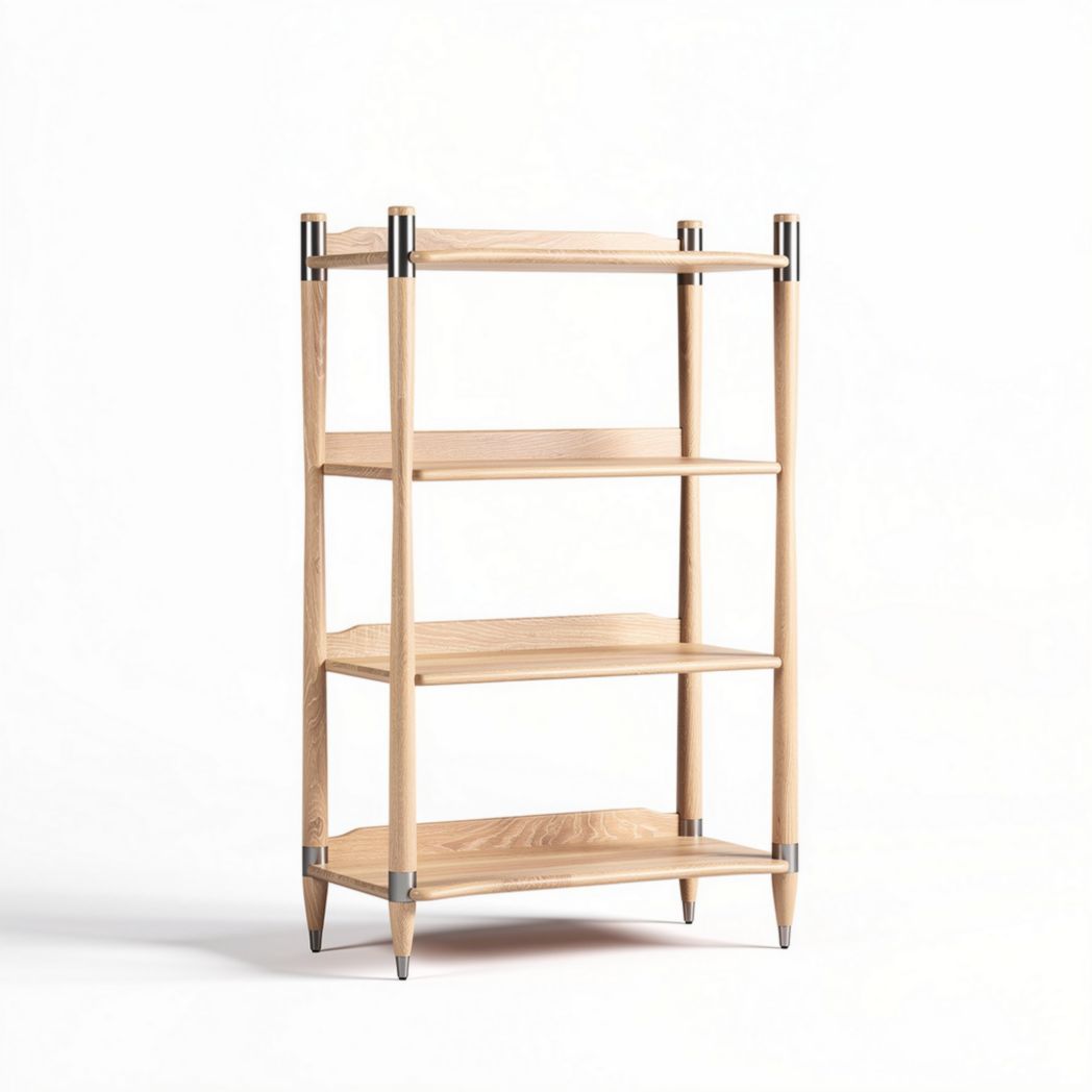Étagère en bois clair avec quatre niveaux dimensions 80 x 40 x 120 cm