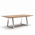 Table rectangulaire en bois avec structure en acier inoxydable 200 x 100 x 75cm