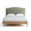 Lit en bois avec tête de lit en velours vert 190 x 150 x 100cm