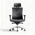 Chaise de bureau ergonomique en tissu gris avec appui-tête ajustable 70 x 65 x 120cm