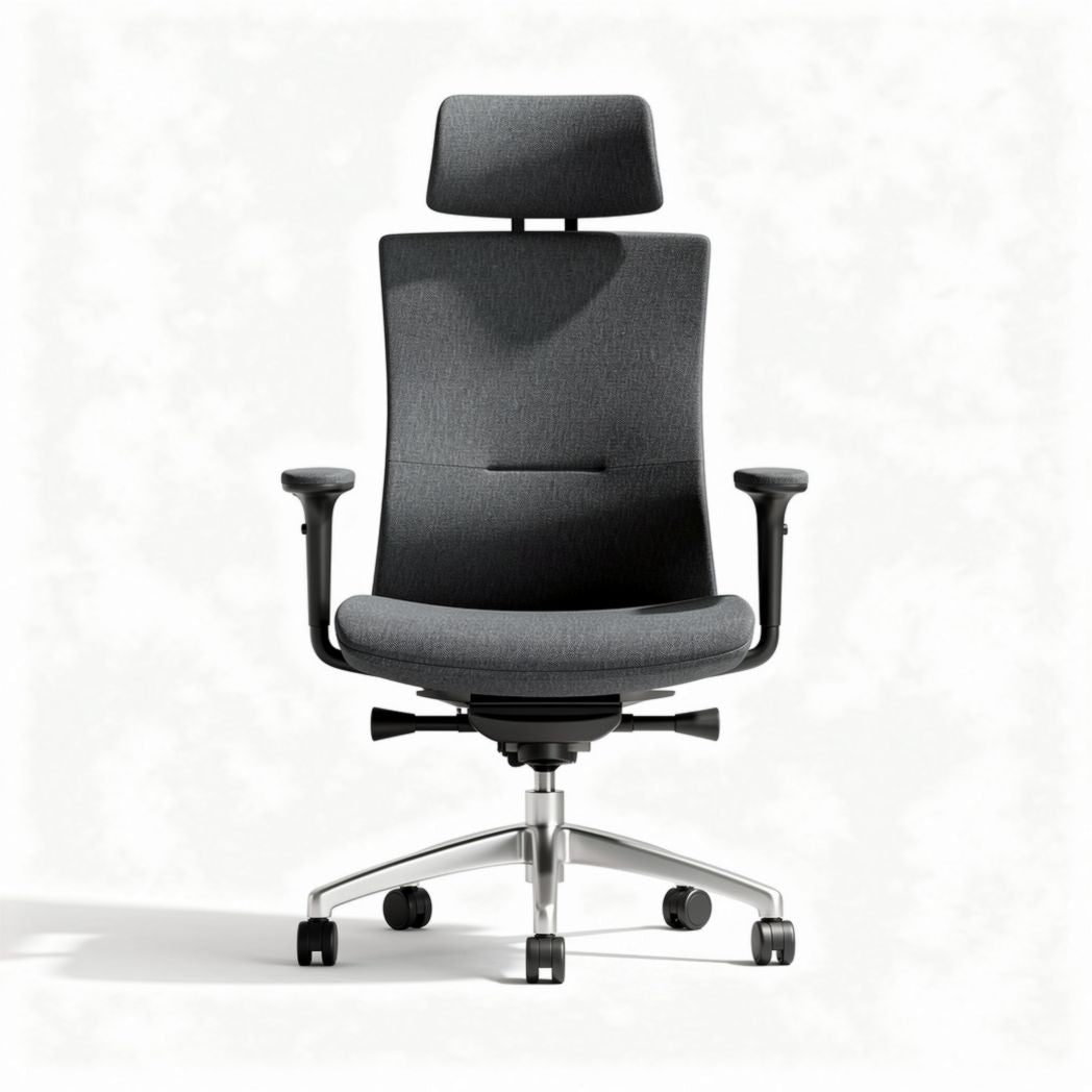 Chaise de bureau ergonomique en tissu gris avec appui-tête ajustable 70 x 65 x 120cm