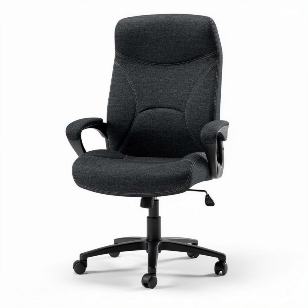 Chaise de bureau ergonomique en tissu gris avec accoudoirs réglables 45 x 60 x 100cm