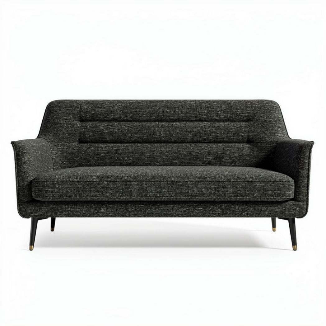 Canapé en tissu gris foncé dimensions 190 x 90 x 85cm avec pieds en métal