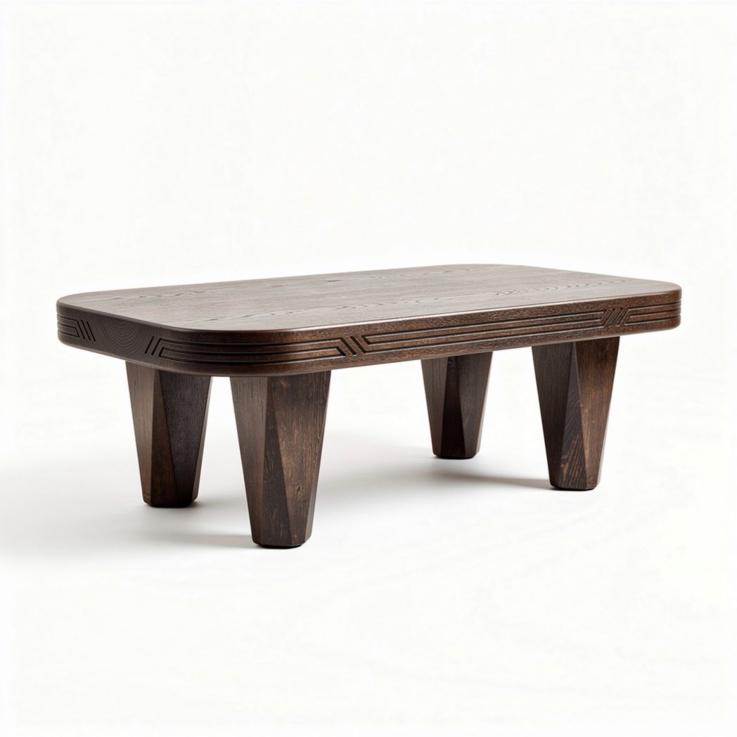 Table basse en bois massif de 100 x 60 x 30cm finition foncée