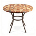 Table ronde en mosaïque de 90 x 90 x 75 cm avec structure en métal bronze